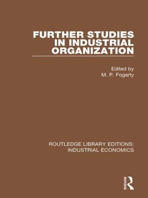 cover image of Further Studies in Industrial Organization